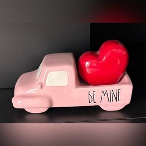Rae Dunn Valentines Pink Ceramic Truck with Red Heart Accent